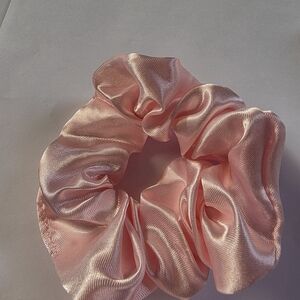 Elegant Pink Satin Hair Scrunchie